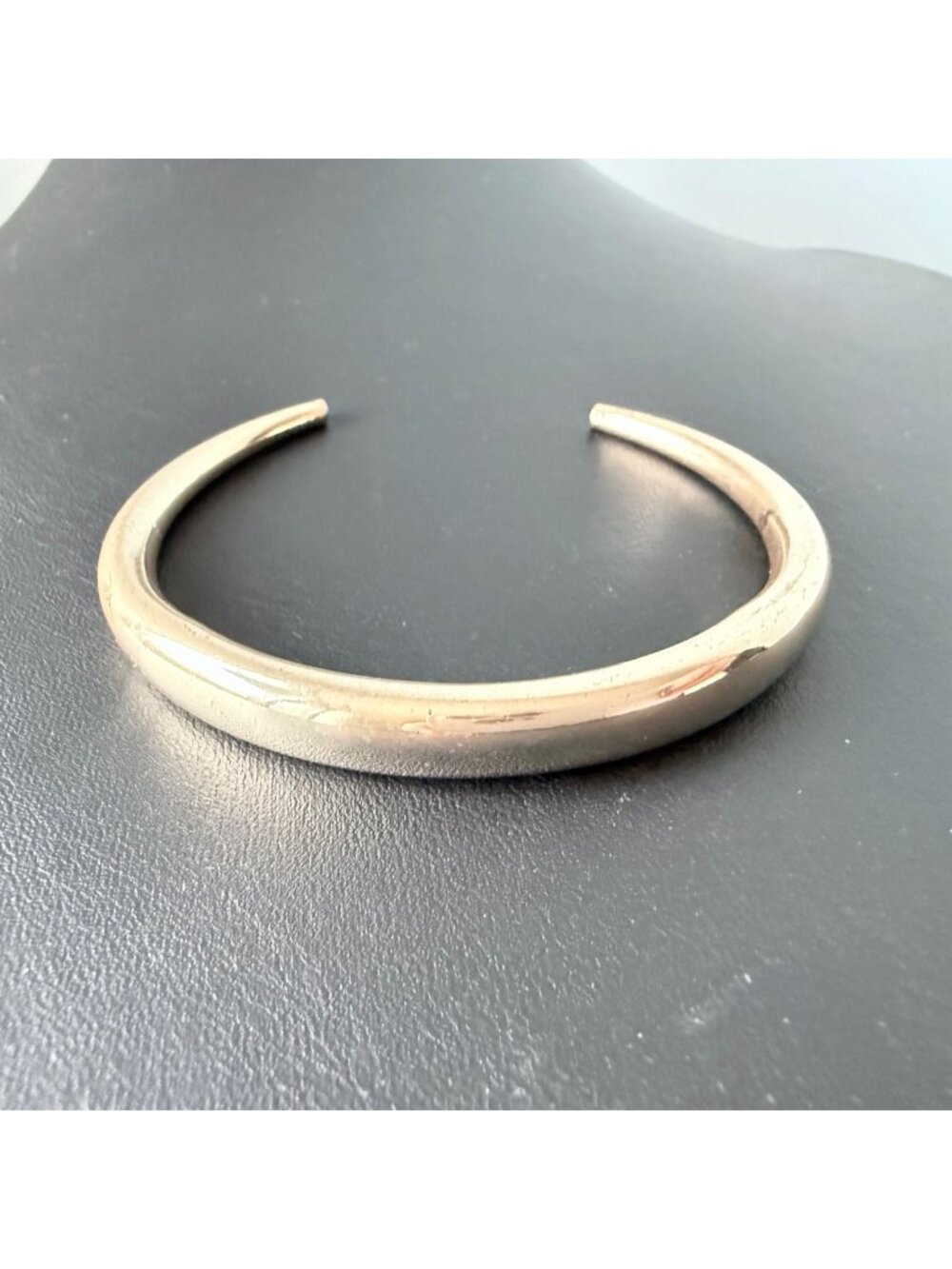 Vintage Bangle Bracelet Minimalist Tapered Open Cuff Silver Tone 2.5 inches